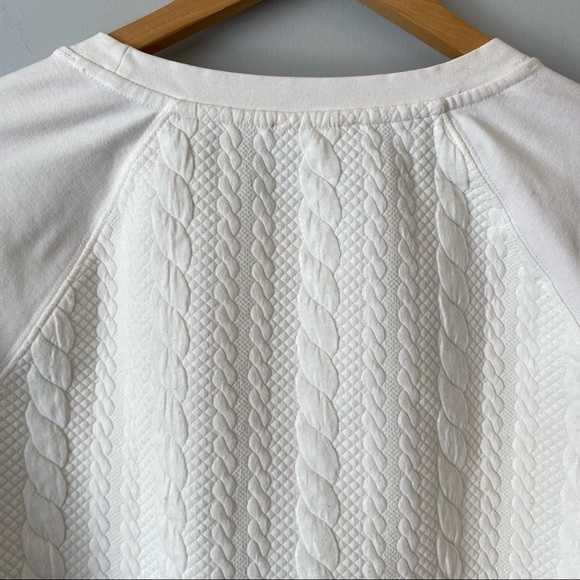 Women’s Cream/ white Crewneck textured sweatshirt with faux cable knit detail- M - Picture 4 of 14